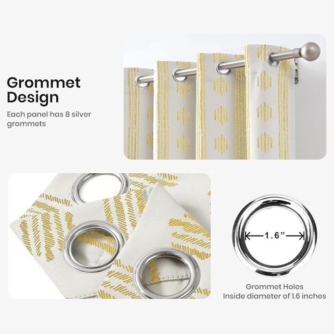 Melodieux Blackout Boho Curtains for Bedroom 84 Inch Length 2 Panels Set Sage Green on Beige Striped Pattern Cotton Curtains Grommet Room Darkening Curtains for Living Room Thermal Insulated in Kuwait