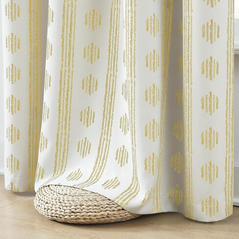 Melodieux Blackout Boho Curtains for Bedroom 84 Inch Length 2 Panels Set Sage Green on Beige Striped Pattern Cotton Curtains Grommet Room Darkening Curtains for Living Room Thermal Insulated in Kuwait