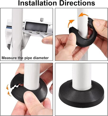 Fit for 1.57 Inches Pipe PP Plastic Flange Pipe Cover Decoration Black Escutcheon Collar Pipe Cover Radiator for 1-1/2" Wall Pipe Tube Decoration for Bathroom in Kuwait