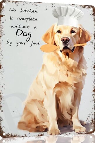 طباعة فنية للمطبخ من Golden Retriever، علامة قصدير إبداعية، علامة معدنية مبتكرة مضحكة، ديكور جدار عتيق للمنزل، باب الحديقة، البار، المطعم، المقهى، المكتب، المتجر، البار، علامة النادي، هدية 12x8 بوصة (484) in Saudi Arabia