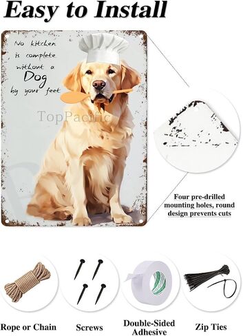 طباعة فنية للمطبخ من Golden Retriever، علامة قصدير إبداعية، علامة معدنية مبتكرة مضحكة، ديكور جدار عتيق للمنزل، باب الحديقة، البار، المطعم، المقهى، المكتب، المتجر، البار، علامة النادي، هدية 12x8 بوصة (484) in Saudi Arabia