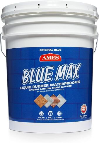 مختبرات أبحاث أميس BMX5RG Blue MAX مقاومة للماء، الاستخدام المنتظم في مانع تسرب الخرسانة الداخلي والخارجي تحت الدرجة والمزيد. مطاط سائل، 5 جالون (عبوة من قطعة واحدة)، 640 أونصة سائلة in Kuwait