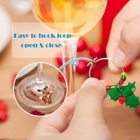 SANHE Christmas Wine Glass Charms Tags, Wine Drinker Gifts, Champagne Cocktail Drink Markers set of 12 in gift box（silver） in Saudi Arabia