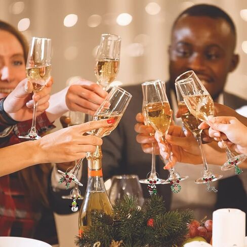 SANHE Christmas Wine Glass Charms Tags, Wine Drinker Gifts, Champagne Cocktail Drink Markers set of 12 in gift box（silver） in Saudi Arabia