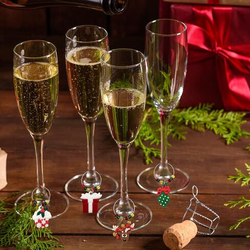 SANHE Christmas Wine Glass Charms Tags, Wine Drinker Gifts, Champagne Cocktail Drink Markers set of 12 in gift box（silver） in Saudi Arabia