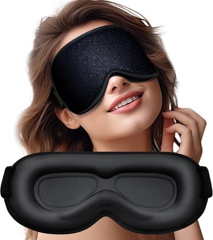 3D Contoured Sleeping Mask - Blackout Sleep Mask for Lash Extension, Eye Mask for Sleeping, No Eye Pressure Blindfolds, Star Design Eye Mask for Women, Men, Night, Trvel, Meditation in Kuwait