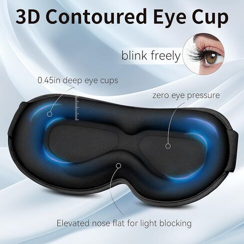 3D Contoured Sleeping Mask - Blackout Sleep Mask for Lash Extension, Eye Mask for Sleeping, No Eye Pressure Blindfolds, Star Design Eye Mask for Women, Men, Night, Trvel, Meditation in Kuwait