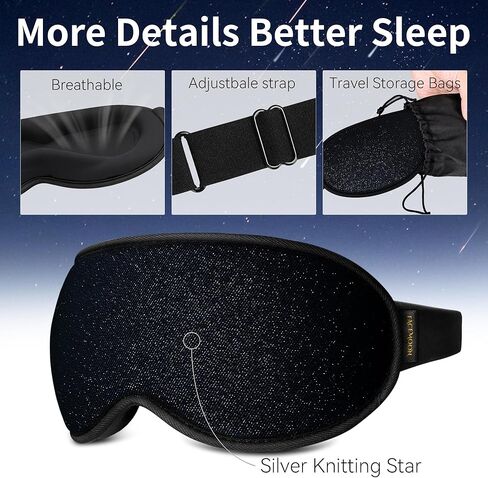3D Contoured Sleeping Mask - Blackout Sleep Mask for Lash Extension, Eye Mask for Sleeping, No Eye Pressure Blindfolds, Star Design Eye Mask for Women, Men, Night, Trvel, Meditation in Kuwait