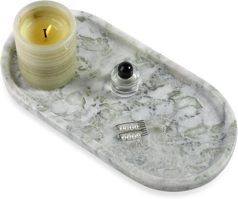 Oval Real Marble Tray Natural Stone Tray Vanity Tray Counter Top Tray for Space Organizing/Storage/Display/Home Decoration in Foyer/Living Room/Kitchen/Bedroom/Bathroom/Washroom in Saudi Arabia