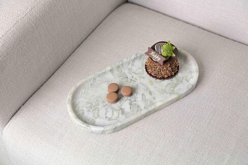 Oval Real Marble Tray Natural Stone Tray Vanity Tray Counter Top Tray for Space Organizing/Storage/Display/Home Decoration in Foyer/Living Room/Kitchen/Bedroom/Bathroom/Washroom in Saudi Arabia