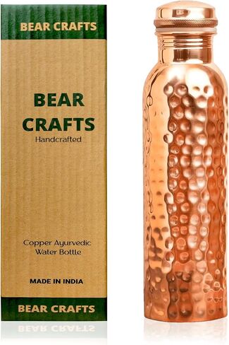 Ayurvedic Drinking Copper Water Bottle for Sports, Travel, Yoga & Everyday Use, Water Bottle for Gym, Office, Hiking, Outdoor Capacity 32 Oz (Design 2, 32 Oz) in Saudi Arabia