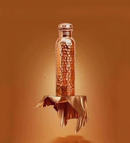 Ayurvedic Drinking Copper Water Bottle for Sports, Travel, Yoga & Everyday Use, Water Bottle for Gym, Office, Hiking, Outdoor Capacity 32 Oz (Design 2, 32 Oz) in Saudi Arabia
