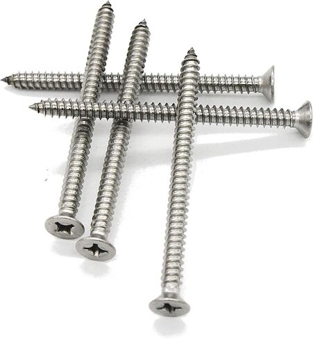 رقم 6 (3.5 مم) × 1.1/2 بوصة (38 مم) براغي غاطسة ذاتية التنصت من فيليبس AB (DIN 7982C H) - (100 قطعة) - A2 من الفولاذ المقاوم للصدأ in Kuwait