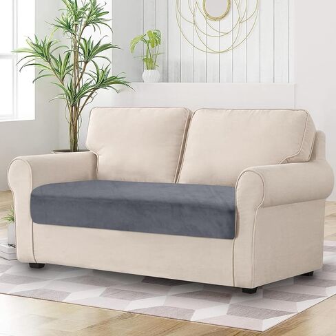 Couch Cover 1 Piece Love Seat Cover Velvet Sectional Couch Cushion Cover Separated L Shaped Sofa Slipcover Furniture Protector for Dogs Pets (LoveSeat or Sofa 2-Seater, Dark Grey) in Kuwait