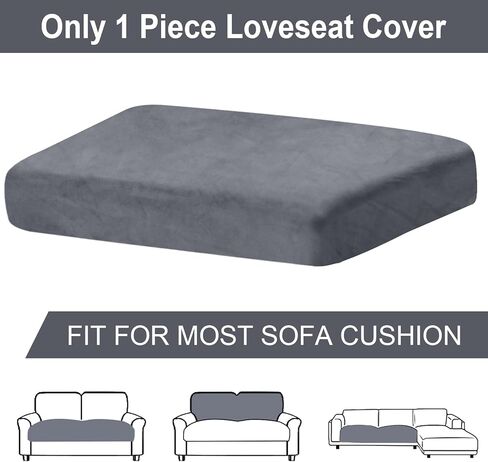 Couch Cover 1 Piece Love Seat Cover Velvet Sectional Couch Cushion Cover Separated L Shaped Sofa Slipcover Furniture Protector for Dogs Pets (LoveSeat or Sofa 2-Seater, Dark Grey) in Kuwait