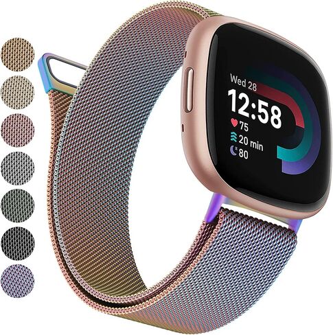 Metal Band for Fitbit Versa 4 Bands/Fitbit Sense 2 Bands for Women Men, Stainless Steel Magnetic Wristband Mesh Bracelet Replacement Strap for Fitbit Versa 4/Sense 2 in Saudi Arabia