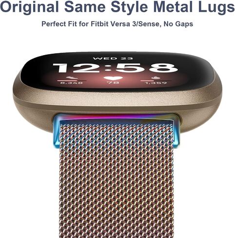 Metal Band for Fitbit Versa 4 Bands/Fitbit Sense 2 Bands for Women Men, Stainless Steel Magnetic Wristband Mesh Bracelet Replacement Strap for Fitbit Versa 4/Sense 2 in Saudi Arabia