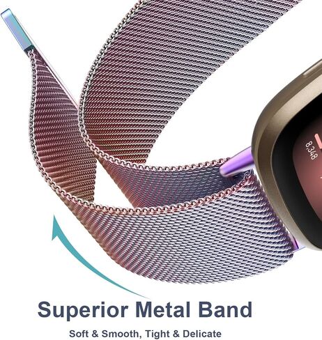 Metal Band for Fitbit Versa 4 Bands/Fitbit Sense 2 Bands for Women Men, Stainless Steel Magnetic Wristband Mesh Bracelet Replacement Strap for Fitbit Versa 4/Sense 2 in Saudi Arabia