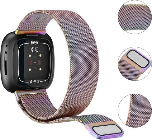 Metal Band for Fitbit Versa 4 Bands/Fitbit Sense 2 Bands for Women Men, Stainless Steel Magnetic Wristband Mesh Bracelet Replacement Strap for Fitbit Versa 4/Sense 2 in Saudi Arabia
