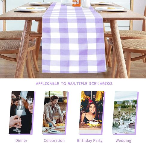 Fabric Checkered Table Runner 6 Pack Waterproof Gingham Table Runner 14W x 108L Buffalo Check Table Runners for Parties Kitchen Dining Wedding Banquet (Red and White) in Saudi Arabia
