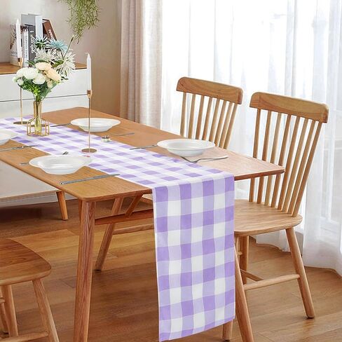 Fabric Checkered Table Runner 6 Pack Waterproof Gingham Table Runner 14W x 108L Buffalo Check Table Runners for Parties Kitchen Dining Wedding Banquet (Red and White) in Saudi Arabia