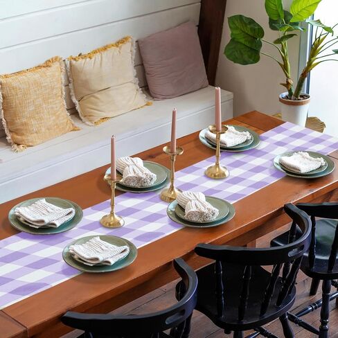 Fabric Checkered Table Runner 6 Pack Waterproof Gingham Table Runner 14W x 108L Buffalo Check Table Runners for Parties Kitchen Dining Wedding Banquet (Red and White) in Saudi Arabia