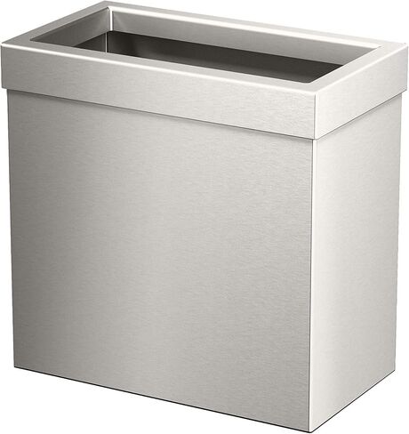 Gatco 1916, Modern Rectangle Waste Basket, Chrome / 11.25" H Open Top Stainless Steel Trash Can with Removable Lid, 12 Liter Capacity in Saudi Arabia