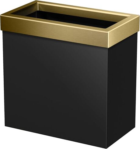 Gatco 1916, Modern Rectangle Waste Basket, Chrome / 11.25" H Open Top Stainless Steel Trash Can with Removable Lid, 12 Liter Capacity in Saudi Arabia