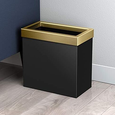 Gatco 1916, Modern Rectangle Waste Basket, Chrome / 11.25" H Open Top Stainless Steel Trash Can with Removable Lid, 12 Liter Capacity in Saudi Arabia
