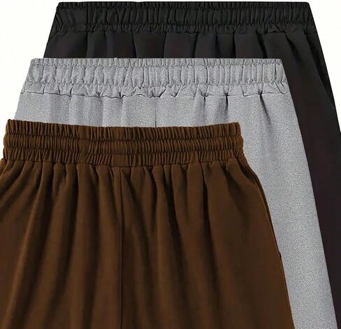 Floerns Men's 3 Pcs Plus Size Drawstring Waist Solid Slant Pocket Track Shorts in Saudi Arabia