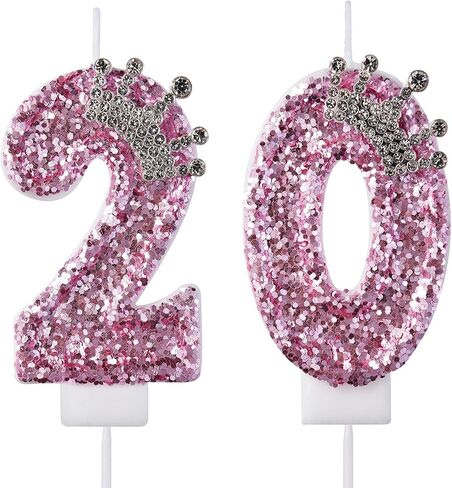 20 Birthday Candles, 20th Cake Candles, Green Happy Birthday Number 20 Candles Cake Topper Decorations for Party Men Women in Saudi Arabia