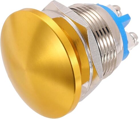 MECCANIXITY 2PCS 3A 16MM 5/8" Momentary Mushroom Head Push Button Switch 12V 24V 120V 250V AC Gold 1NO Waterproof IP65 SPST Domed Round 2 Screw Foot Button Switch in Saudi Arabia