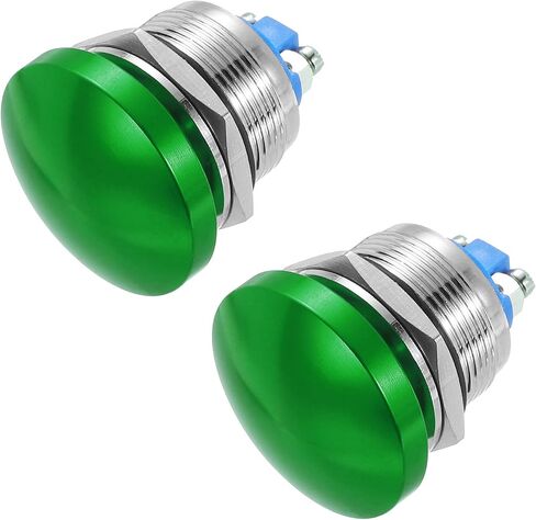 MECCANIXITY 2PCS 3A 16MM 5/8" Momentary Mushroom Head Push Button Switch 12V 24V 120V 250V AC Gold 1NO Waterproof IP65 SPST Domed Round 2 Screw Foot Button Switch in Saudi Arabia