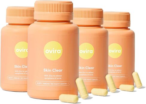 Skin Clear with ZINCBRIGHT - 60 Capsules for Clear and Glowing Skin | Rosacea & Hormonal Acne Treatment | Support Collagen Production | Acne Supplements for Women & Men in Saudi Arabia