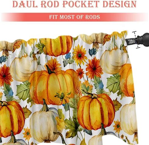 54x18 Inches Thanksgiving Pumpkin Gnome Window Treatment Valance Harvest Autumn Short Curtain Kitchen Bathroom Living Room Decorations Polyester Rod Pocket in Saudi Arabia