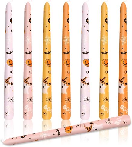 Whaline 8Pcs Halloween Taper Candles 10 Inch Orange Pink Ghost Pumpkin Decorative Candles Long Unscented Candle Sticks for Trick or Treat Party Home Table Decor in Saudi Arabia