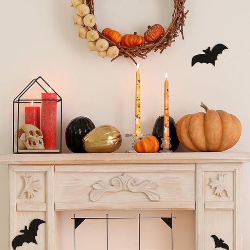 Whaline 8Pcs Halloween Taper Candles 10 Inch Orange Pink Ghost Pumpkin Decorative Candles Long Unscented Candle Sticks for Trick or Treat Party Home Table Decor in Saudi Arabia