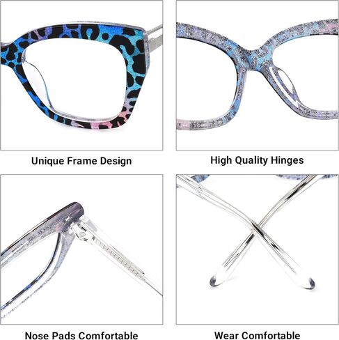 VOOGLAM Square Non Prescription Blue Light Glasses for Women Anti UV Eyestrain Computer Office TV Eyewear Haidera in Saudi Arabia