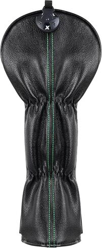 Golf Green Birdie Black Head Covers for Driver & Fairway Woods Hybrids Premium Leather Headcovers in Saudi Arabia