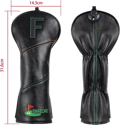 Golf Green Birdie Black Head Covers for Driver & Fairway Woods Hybrids Premium Leather Headcovers in Saudi Arabia