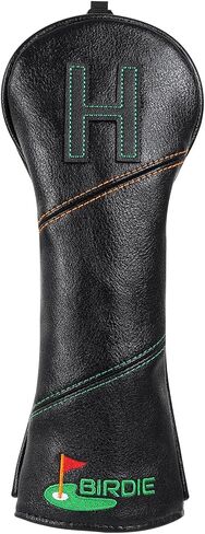 Golf Green Birdie Black Head Covers for Driver & Fairway Woods Hybrids Premium Leather Headcovers in Saudi Arabia