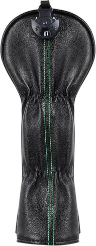 Golf Green Birdie Black Head Covers for Driver & Fairway Woods Hybrids Premium Leather Headcovers in Saudi Arabia