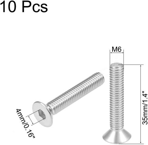uxcell M8x35mm Flat Head Machine Screws Inner Hex Screw 304 Stainless Steel Fasteners Bolts 10Pcs in Saudi Arabia