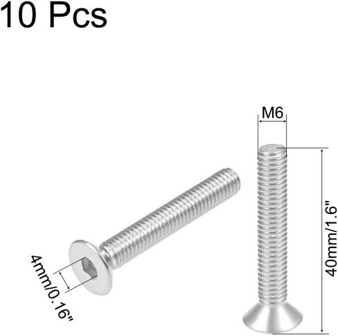 uxcell M8x35mm Flat Head Machine Screws Inner Hex Screw 304 Stainless Steel Fasteners Bolts 10Pcs in Saudi Arabia