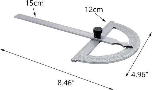 T Tulead النجارة المنقلة الصلب زاوية المنقلة حرفي حاكم أداة الآلات 180 درجة مهندس قياس أداة 8 سنتيمتر ، 12 سنتيمتر in Kuwait