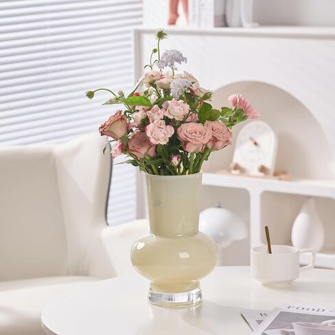 Flower Vase 9 inch Blue Glass Vase Thickened,for Bookshelf,Dinner Table,Office Desktop,Meeting Room,Bathroom,Centerpiece Countertop,Home Decor in Saudi Arabia