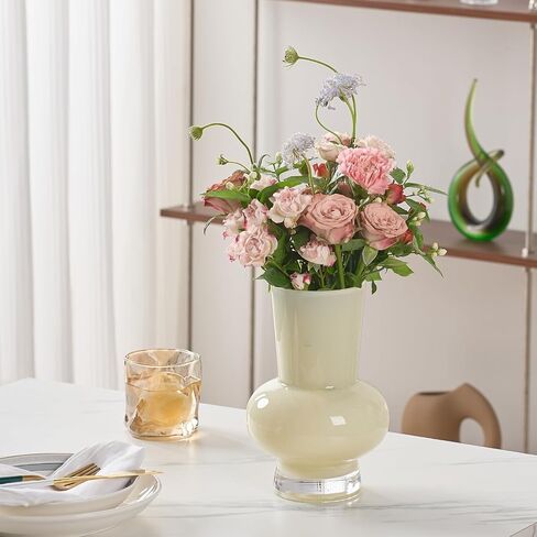 Flower Vase 9 inch Blue Glass Vase Thickened,for Bookshelf,Dinner Table,Office Desktop,Meeting Room,Bathroom,Centerpiece Countertop,Home Decor in Saudi Arabia