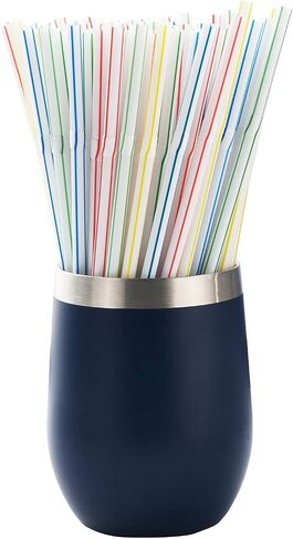 ALINK 500-Pack Striped Flexible Drinking Straws, Plastic Disposable Bendy Straws - 7.75" x 0.23" in Kuwait