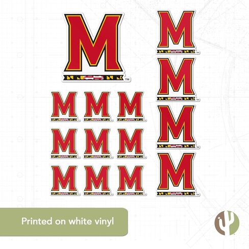 ملصقات ديزرت كاكتوس جامعة ميريلاند تيرابينز UMD Terps ملصقات من الفينيل لزجاجة مياه الكمبيوتر المحمول ودفتر قصاصات السيارة 13.5 × 11 ورقة T3 (النوع 3-1) in Saudi Arabia