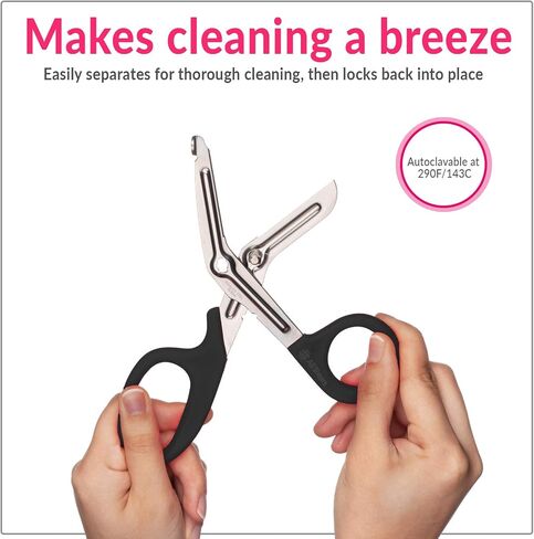 EZ Clean Trauma Shears - Stainless Steel Bandage Scissors for Surgical, EMT, EMS, Nursing, and Veterinary Use, First Aid Supplies, 7.5-inch, Black in Saudi Arabia